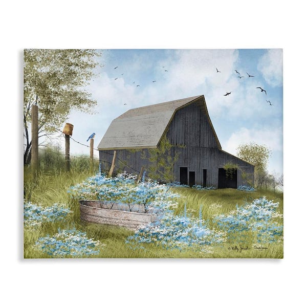 Blue Floral Country Garden by Billy Jacobs Unframed Nature Graphic Art Print 16 in. x 20 in.