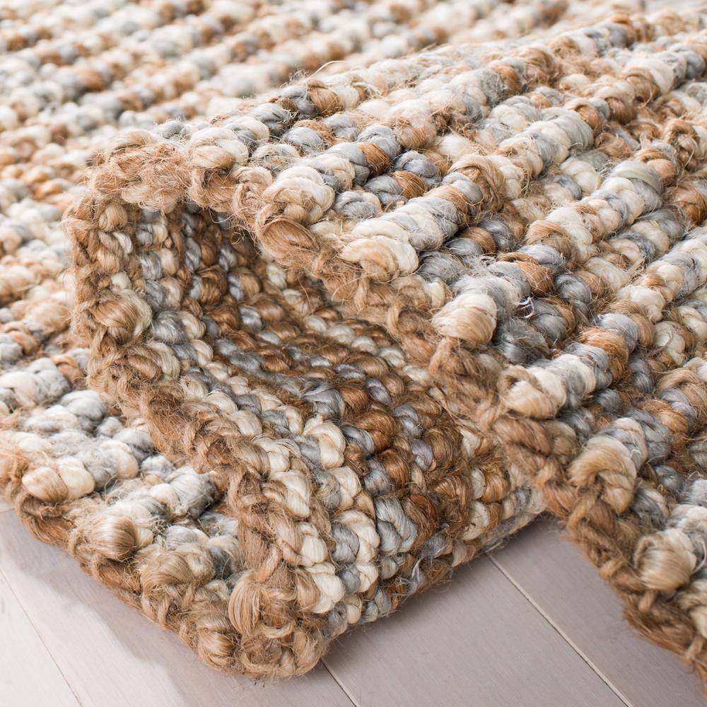 Handmade Reversible Gray and Natural Wool Area Rug