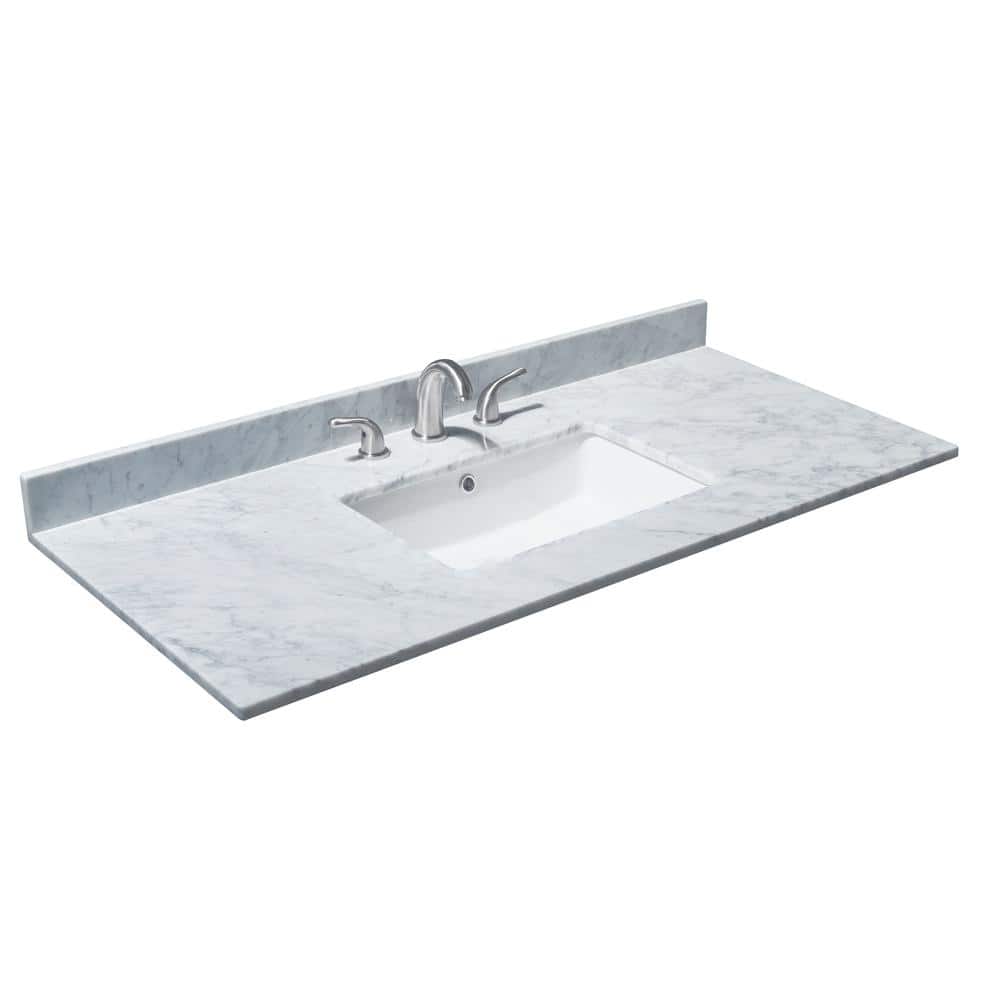 Wyndham Collection 48 in. W x 22 in. D Marble Single Basin Vanity Top in White Carrara with White Basin -  840193307476