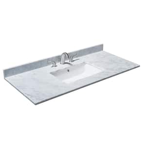 48 in. W x 22 in. D Marble Single Basin Vanity Top in White Carrara with White Basin