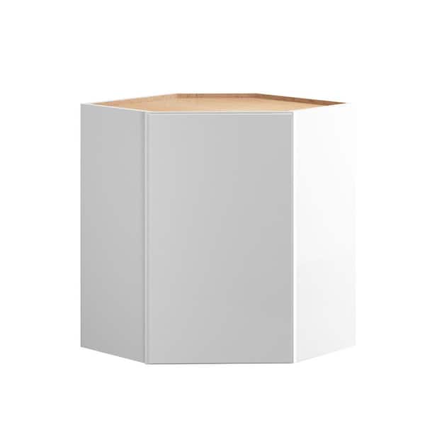 Home Decorators Collection Hargrove 24 in. W x 12 in. D x 30 in. H Assembled Plywood Wall Corner Kitchen Cabinet in Vesper White with Soft Close