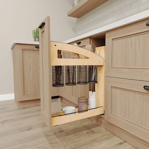 Craftsman Collection Solid Maple Utensil Pullout Organizer w/ BLUM Soft-Close for 9 in. Base Cabinets