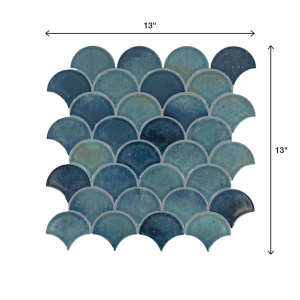 Daltile Miramo Aqua 13 in. x 13 in. Glazed Ceramic Fan