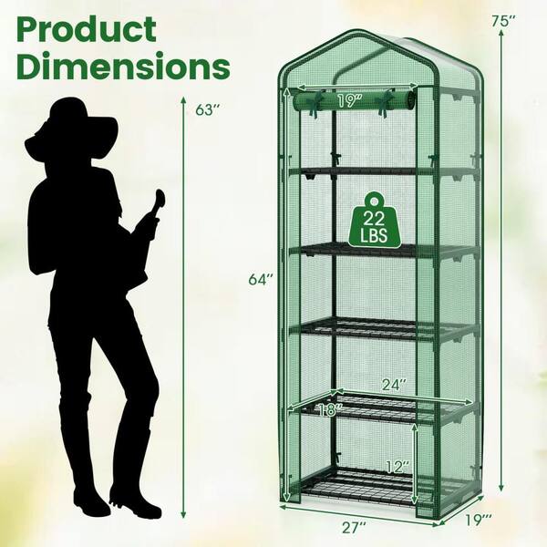 Costway 69 in. x 48 in. x 75 in. Mini Greenhouse with 5 Tier