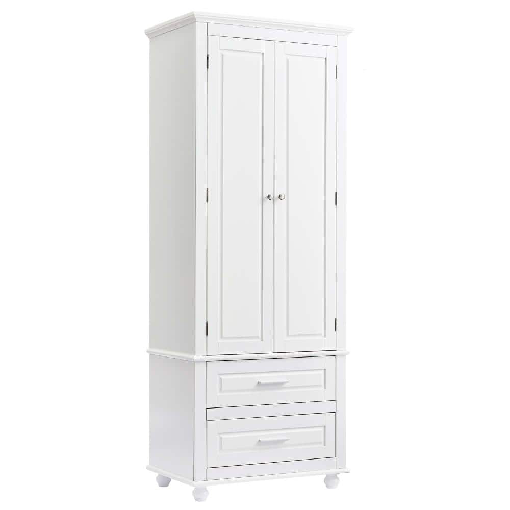 24 in W x 16 in D x 63 in H Linen Cabinet, Storage Cabinet with 2 Drawers, Adjustable Shelf for Bathroom, Office, White price history on PriceWatchPro