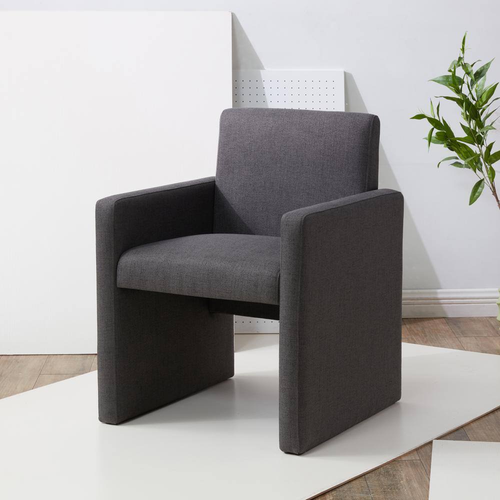 Maisey Charcoal Grey Linen Upholstered Dining Armchair