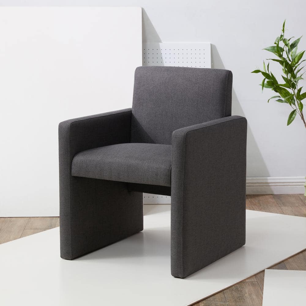 Maisey Charcoal Grey Linen Upholstered Dining Armchair