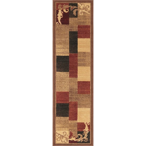 Home Dynamix Catalina Brown/Red 3 ft. x 5 ft. Geometric Area Rug