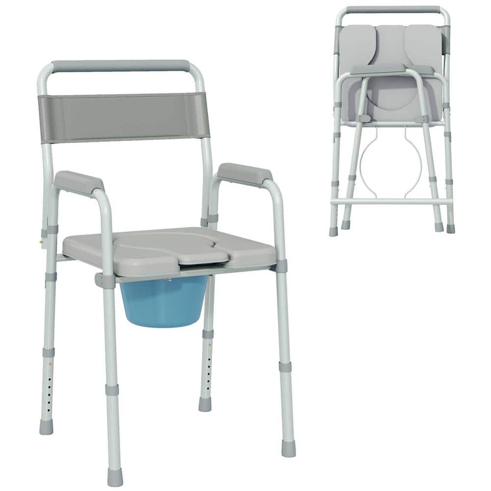 Commode Set Handle HOMCOM Folding Bedside Commode Chair for Seniors, Adults, Handicap ...