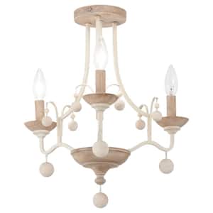 Colonial Charm 16.75 in. 3-Light White Wash and Sun Dried Clay Semi Flush Mount