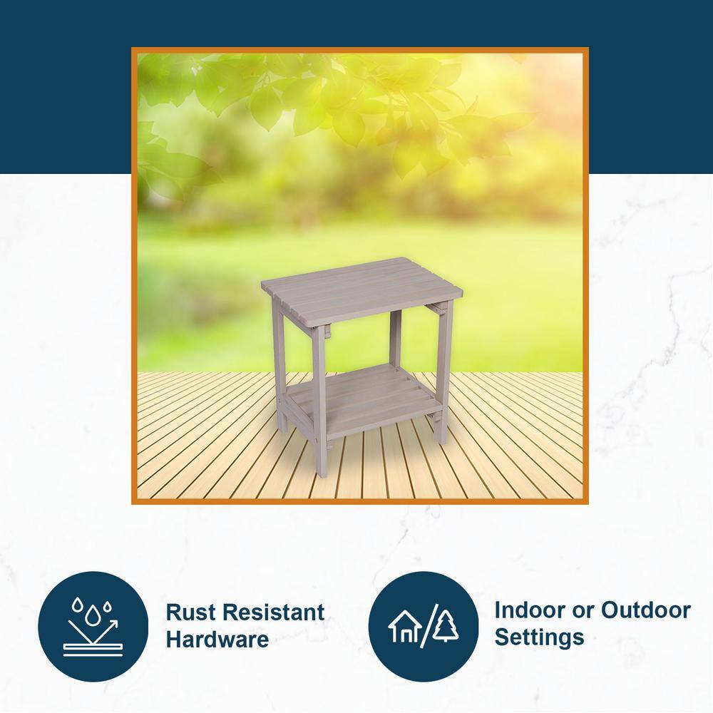 Gray Cedar Wood Rectangular Indoor/Outdoor Side Table