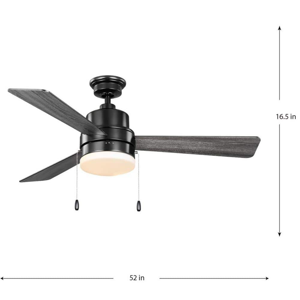 Trevina V Matte Black 52" Ceiling Fan with LED Light