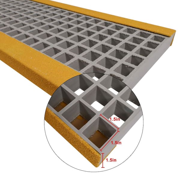 12 in. x 48 in. Anti-slip Composite Fiberglass Grating Deck Tile in Gray For Industrial/Commercial Use