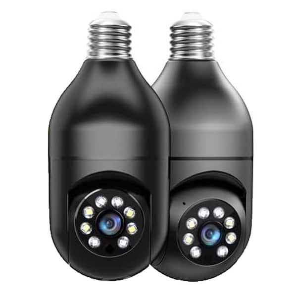 2-Pack 2K HD Light Bulb Security Camera with 5G and 2.4GHz WiFi Motion and Human Detection 2-Way Talk Color Night Vision