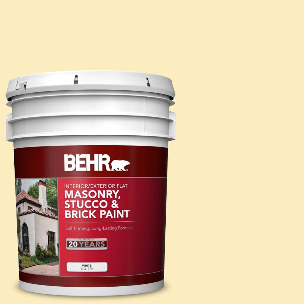 5 gal. #P290-1 Soft Buttercup Flat Interior/Exterior Masonry, Stucco and Br