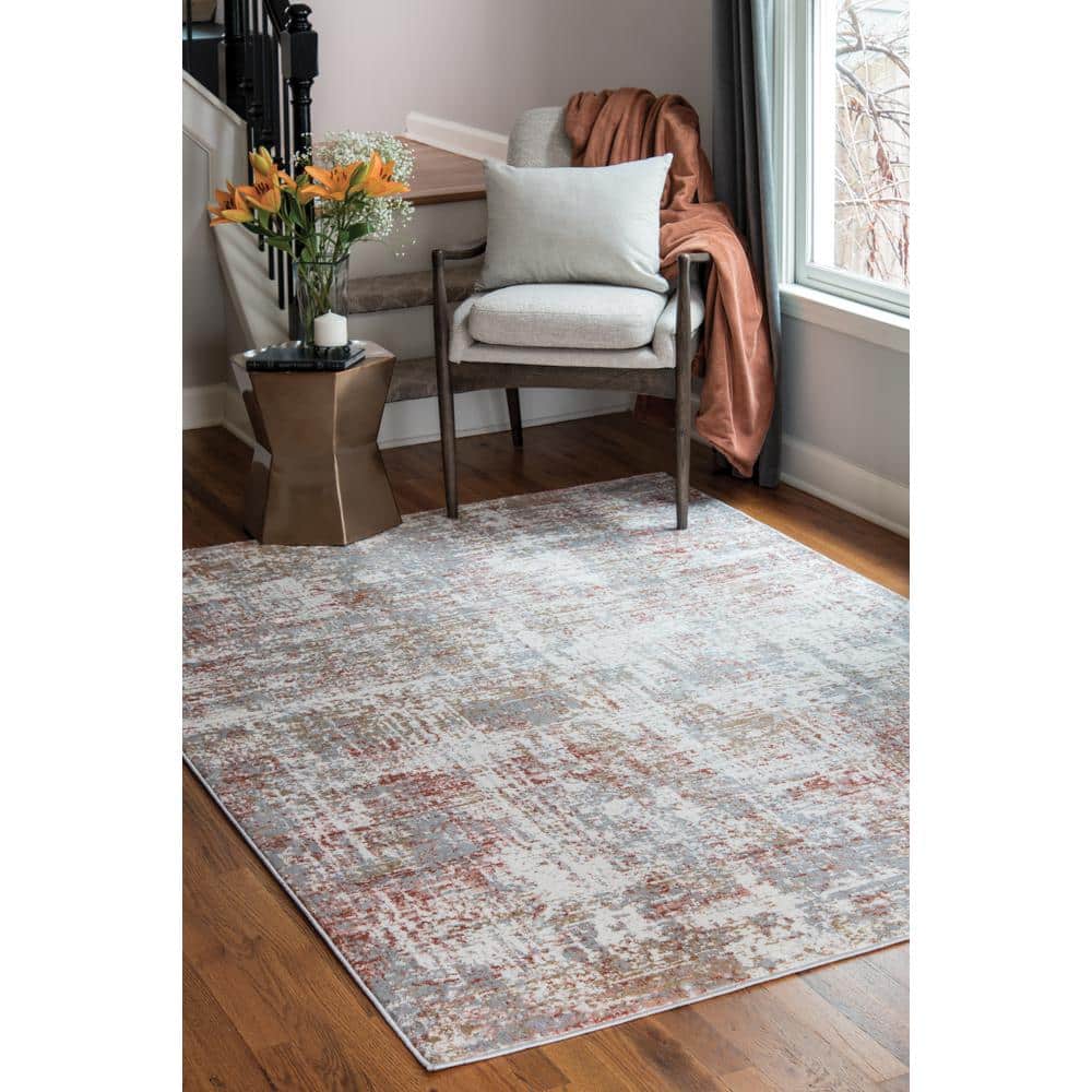 Elegance Rust Rectangle 5'3" x 7'2" Stain-Resistant Polyester Area Rug