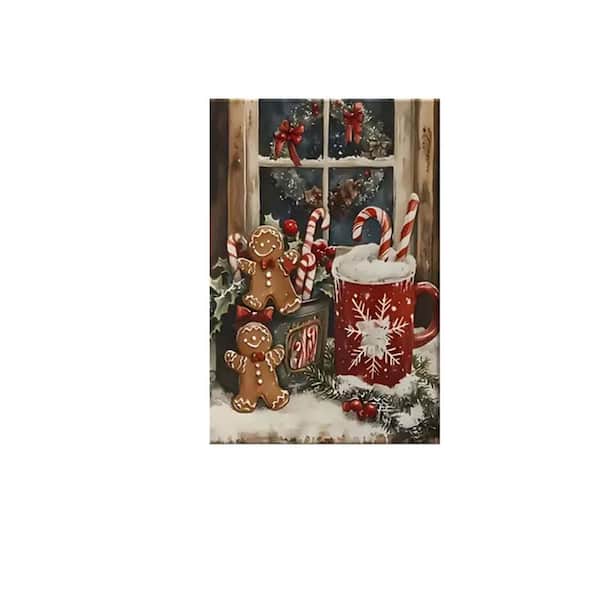 Frame Wrapped Wooden Canvas Poster, 24*16，Festive Christmas Wall Art Santa Claus Riding a Horse.
