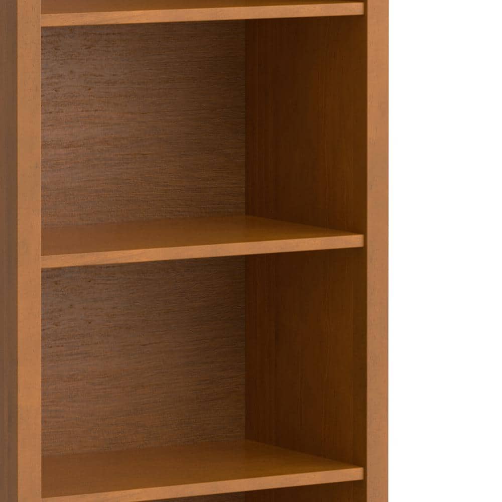 Light Golden Brown Solid Wood 5-Shelf Adjustable Bookcase