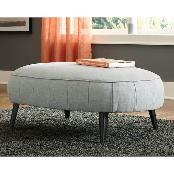 Hollyann Gray Polyester Oval Accent Medium Ottoman