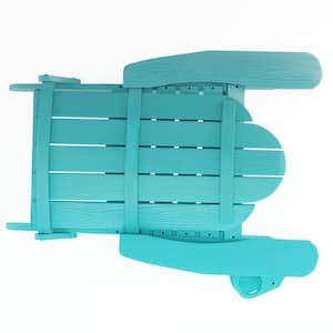 Phillida Aruba Blue Recycled Ply HIPS Plastic Weather Resistant Reclining Outdoor Adirondack Chair Patio Fire Pit Chair
