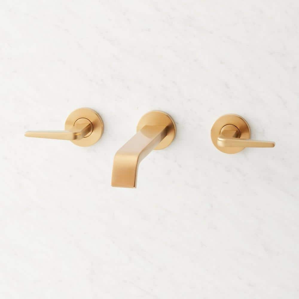 Drea Double Handle Wall Mounted Bathroom Faucet in Brushed Gold price history on PriceWatchPro