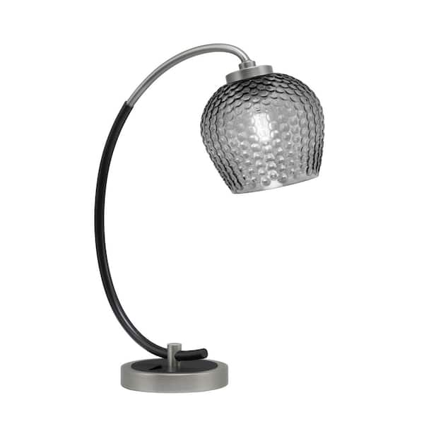 Unbranded Delgado 18.25 in. Graphite and Matte Black Desk Lamp, Piano Desk Lamp, with Smoke Textured Glass Shade