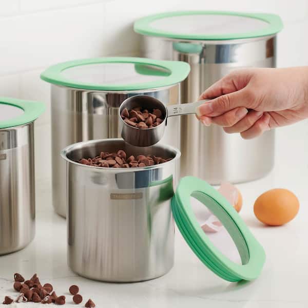 Tramontina 4 PC Stainless Steel Canister Set Mint Green, 80204/025DS