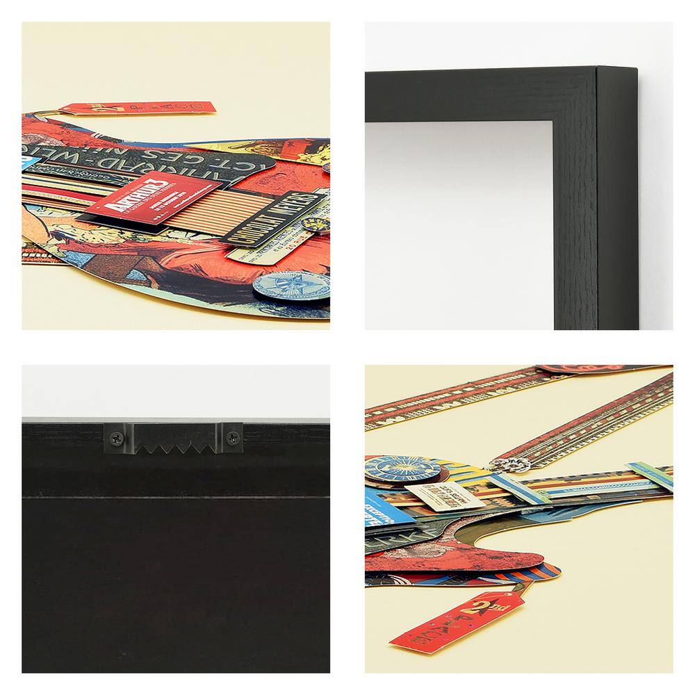 Electric Guitar Collage Framed Graphic Art Under Glass