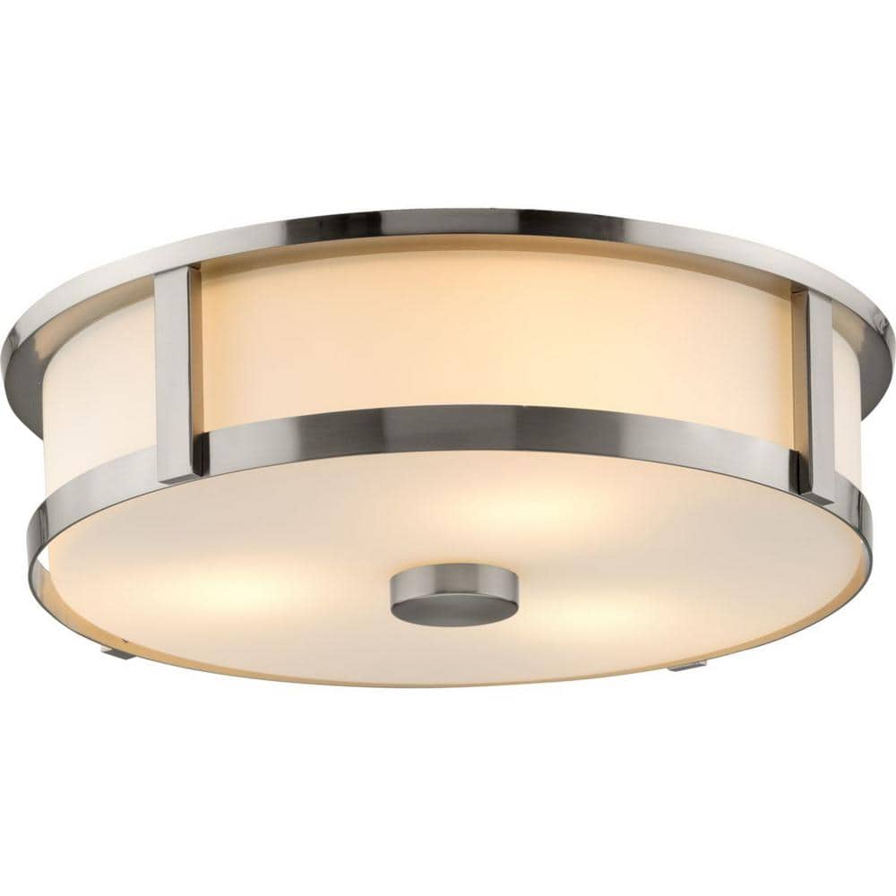 Gilliam 16" Brushed Nickel and Glass 3-Light Flush Mount