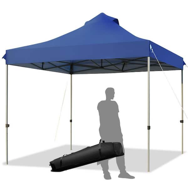 Patiojoy Pop Up Gazebo Tent 17'x10' Adjust Dual Half Awnings Folding Blue
