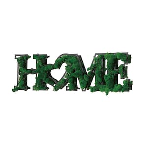 Green Eco-friendly Moss Letter HOME Metal Wall Art Home Wall Decor (31.5 in. W x 1.58 in. D x 8.5 in. H)