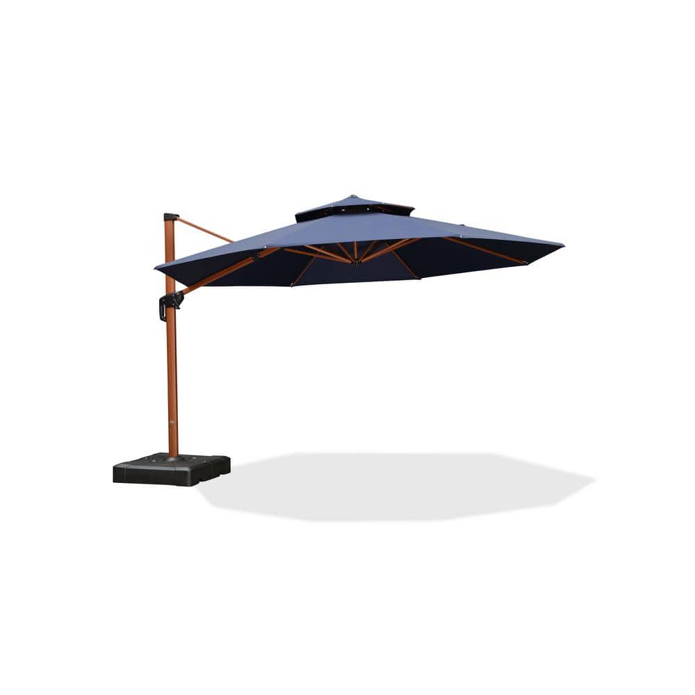 PURPLE LEAF 13 ft. Octagon HighQuality Wood Pattern Aluminum Cantilever Polyester Patio