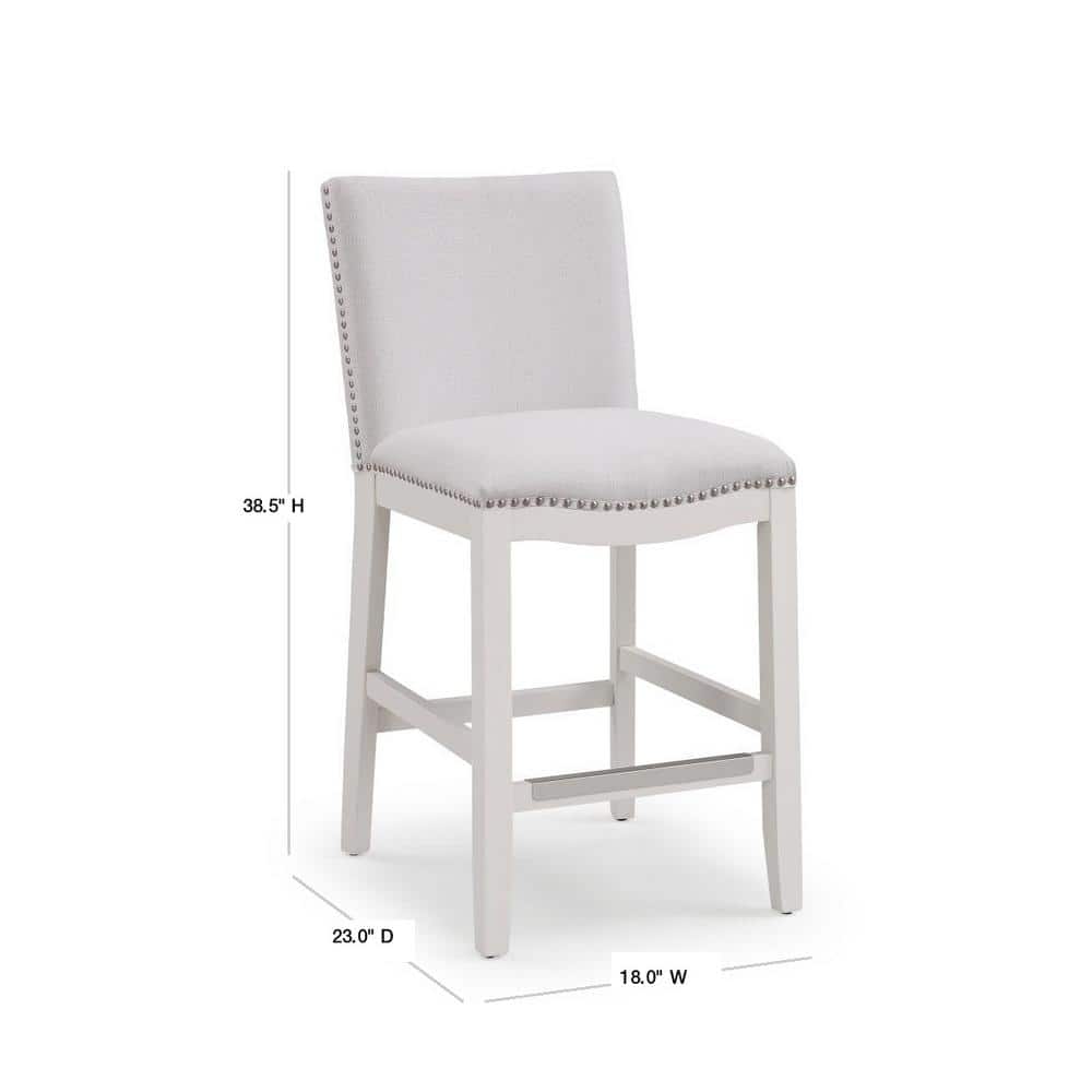 Arissa Snow White Leather-Wood Adjustable Counter Stool