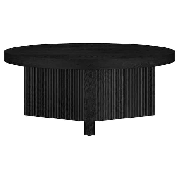 Meyer&Cross Holm 36 in. Black Grain Round MDF Top Coffee Table