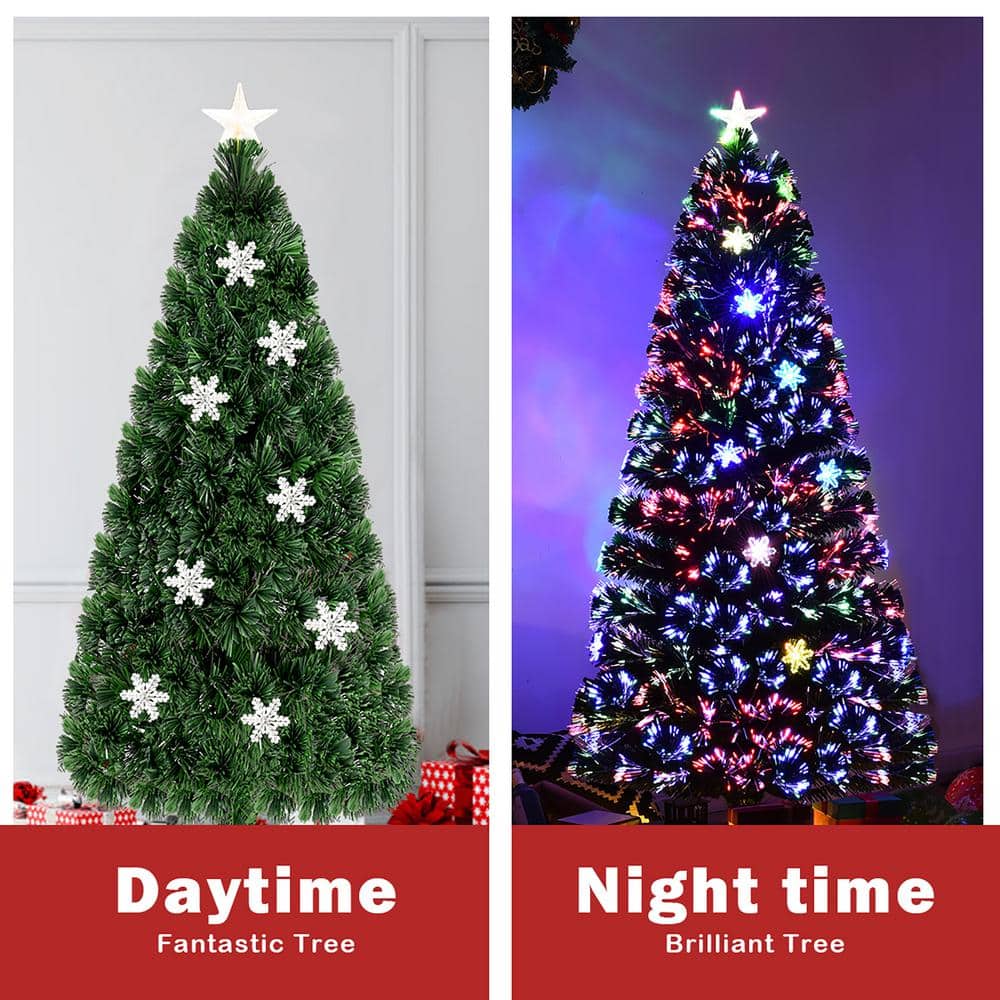 5-Foot Green Fiber Optic Artificial Christmas Tree with Multicolor LED Lights