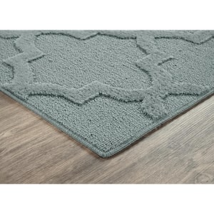 Sea Foam Quatro 3 ft. x 8 ft. Cut-loop Trellis Area Rug