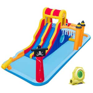 Inflatable Water Slide 6-In-1 Kids Water Park with Dual Slides and 950-Watt Blower