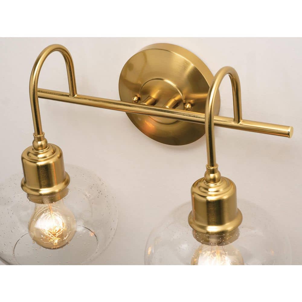 Laney 8.1 in. 3-Light Vintage Gold, Clear Vanity Light with Clear Seeded Glass Shade price history on PriceWatchPro