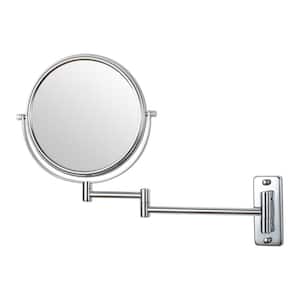 8 in. X 8 in. Small Round Magnifying Freestanding Bathroom Makeup Mirror in Adjustable 1x/10x Magnification