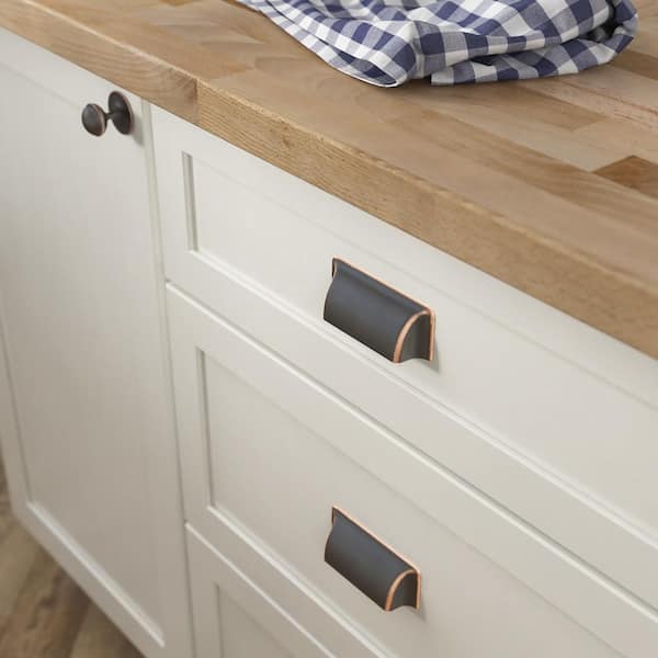 Cup 3 in. (76 mm) Classic Bronze with Copper Highlights Cabinet Drawer Bin Pull