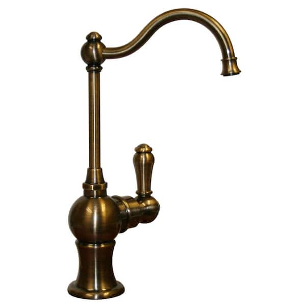 Whitehaus Collection Forever Hot Single-Handle Point of Use Drinking Fountain Faucet with Traditional Spout in Antique Brass