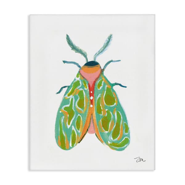 Stupell Industries Green Pattern Moth by Jessica Mingo Unframed Animal Graphic Art Print 48 in. x 36 in.