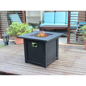 30 in. Black Square Metal Fire Pit Table