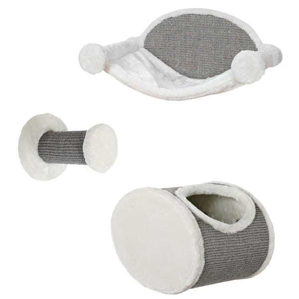 TRIXIE Liam Wall Mounted Hammock, Cave and Step, Cream/Gray