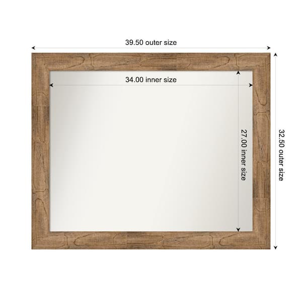 Amanti Art Owl Brown 39.5 in. W. x 32.5 in. Custom Non-Beveled Wood Framed Bathroom Vanity Wall Mirror