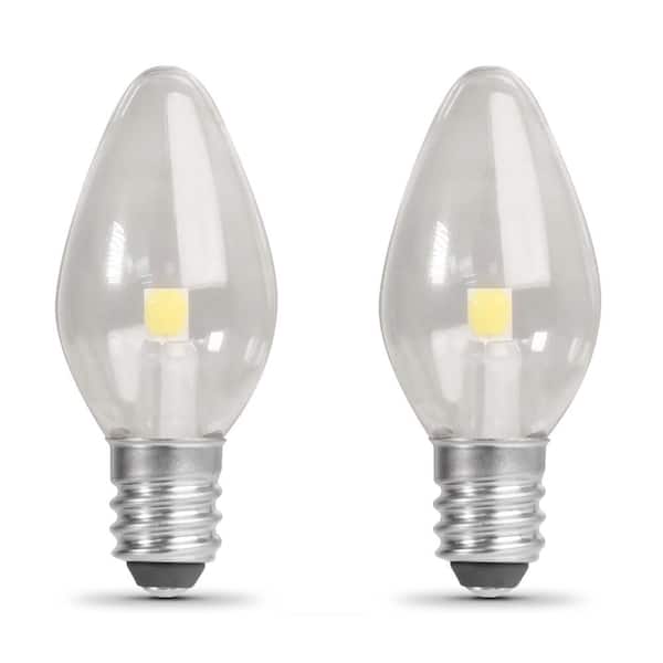 Feit Electric 7-Watt Equivalent C7 White Replacement E12 Candelabra Base LED Night Light Bulb, Cool White 4000K (48-Pack)