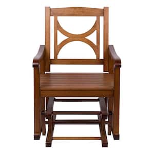 39 in. H Oak Finish Wooden Luna Glider Chair, Yard Patio Garden Wood Furniture