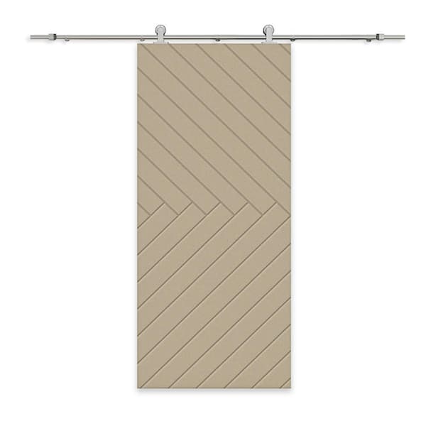 CALHOME 30 in. x 80 in. Unfinished Composite MDF Paneled Interior Sliding Barn Door with Hardware Kit
