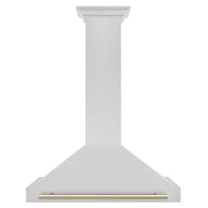 Autograph Edition 36 in. 400 CFM Ducted Vent Wall Mount Range Hood in Fingerprint Resistant Stainless & Polished Gold