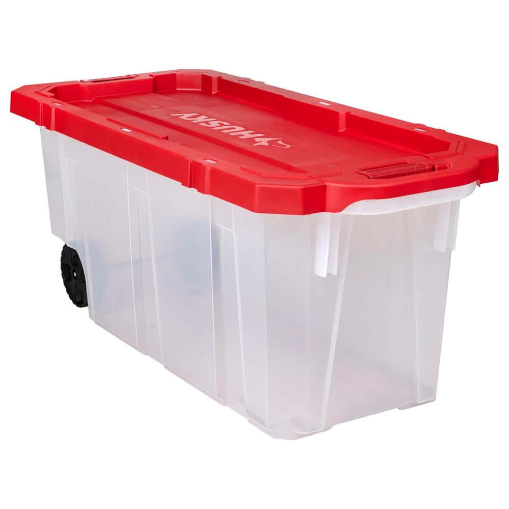 Tstorage 50 Quart Plastic Storage Container with Wheels, Clear Large Storage Bin, 4 Packs